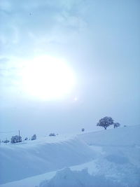 Scenic view of frozen lake against sky during winter