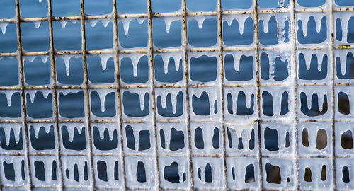 Full frame shot of frozen railing