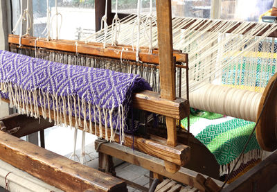 Old traditional wooden weaving loom