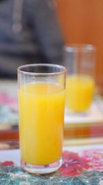 Close-up of orange juice in glass