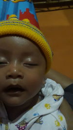 Close-up portrait of cute baby girl