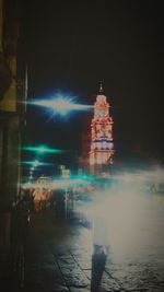 View of illuminated building at night