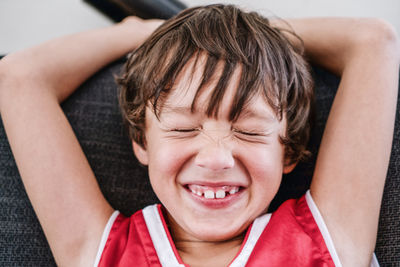 Close-up portrait of a smiling boy