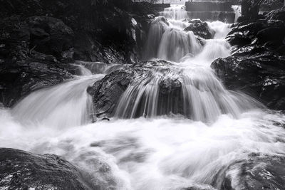 View of waterfall in forest