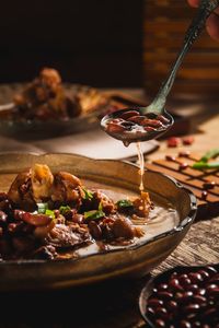 Close-up of food on table