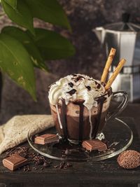 Close-up of coffee on table