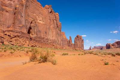 Rock formations on landscape against sky