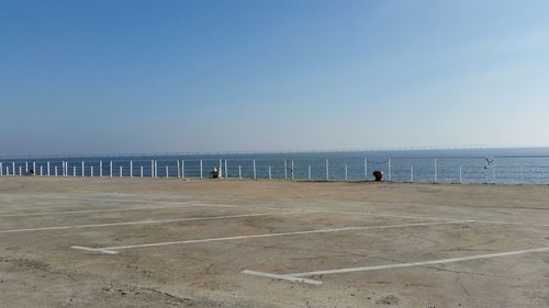 Scenic view of beach against clear sky