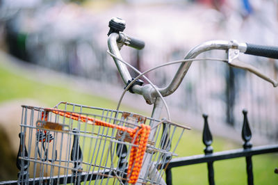 Close-up of bicycle basket