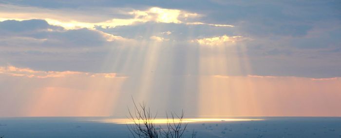 Scenic view of sea against cloudy sky