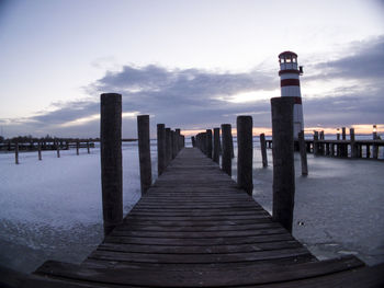 Wooden pier in sea