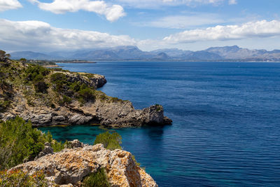 Bay ses caletes on the peninsula la victoria, mallorca with turquoise clear water