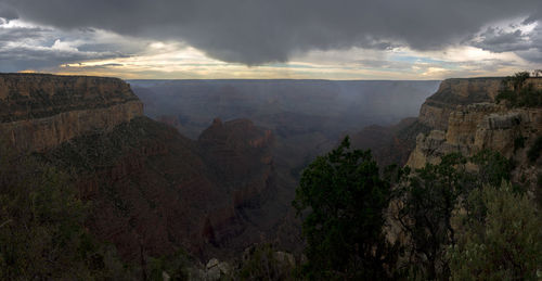 Scenic view of grand canyon national park against cloudy sky