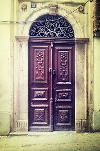 Closed door of old building