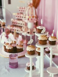Close-up of cupcakes on table
