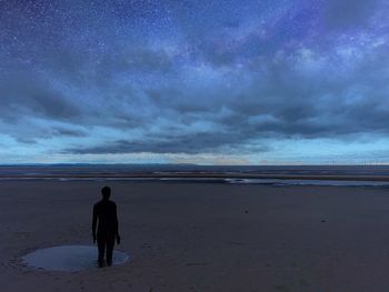 Rear view of man standing on beach