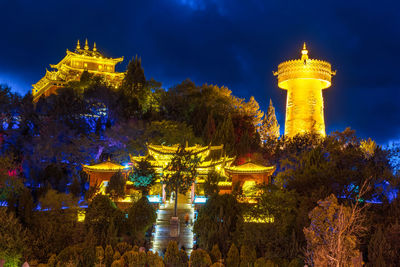 Scene of guishan temple at twilight time, shangri la, yunnan, china. 