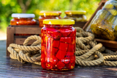 Close-up of christmas decorations on table