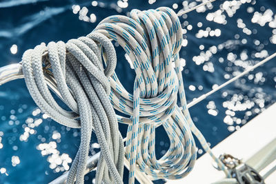 Close-up of rope tied to metal