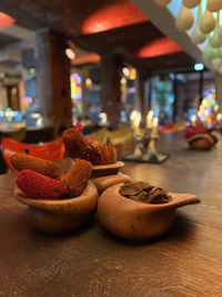 Close-up of dessert on table