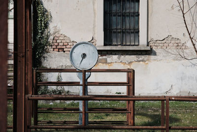 Old building seen through window