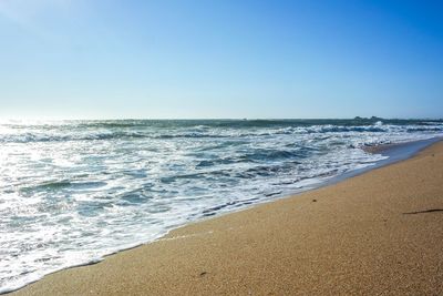 Scenic view of sea against clear sky