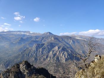 Scenic view of mountains against sky