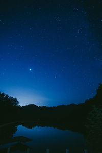 High angle view of landscape against sky at night