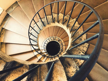 High angle view of spiral staircase