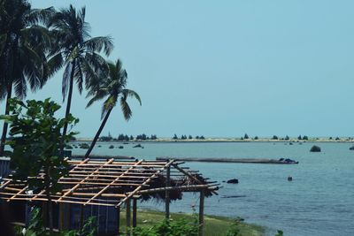 Scenic view of sea against clear sky