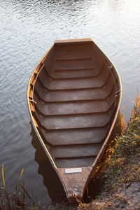 High angle view of boat on lake