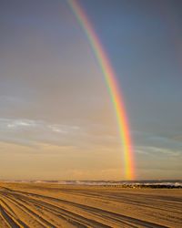 A perfect rainbow over the beach on long island