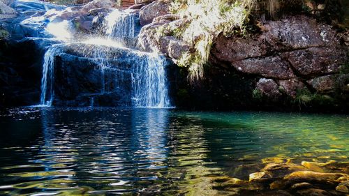 Scenic view of waterfall