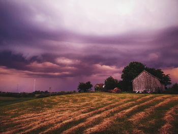 Scenic view of field against sky during sunset