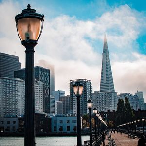 City lit up against sky