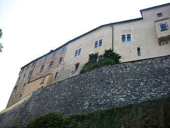 Low angle view of building against clear sky