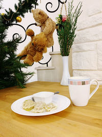 Potted plant on table