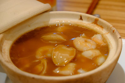 Close-up of soup in bowl