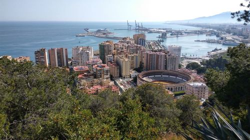 Aerial view of city at waterfront