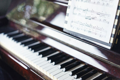 Close-up of piano keys