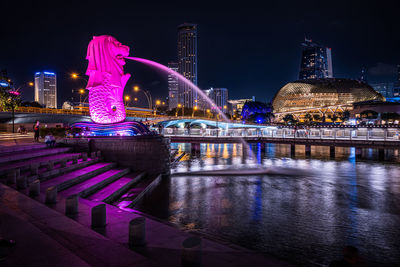 Illuminated city at night