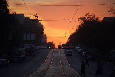 Railroad tracks at sunset