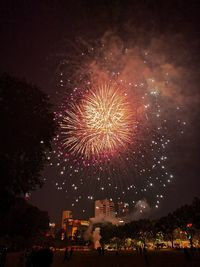 Firework display at night