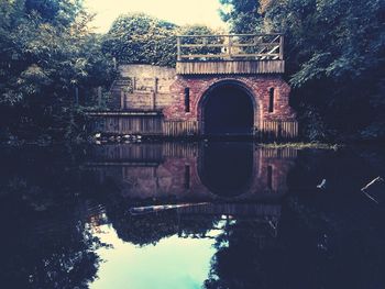 Reflection of built structure in river