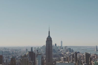 View of cityscape against clear sky
