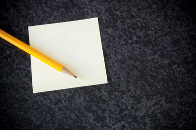 High angle view of pencil on table