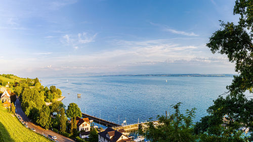 View of the lake constance from the city meersburg