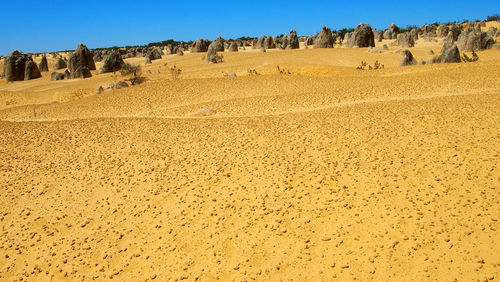 Panoramic view of sand against clear sky