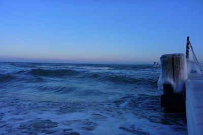 Scenic view of sea against clear sky