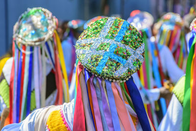 Close-up of person wearing stage costume during carnival